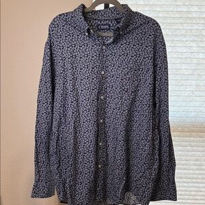 Chaps Navy Floral Print Shirt Size XXL